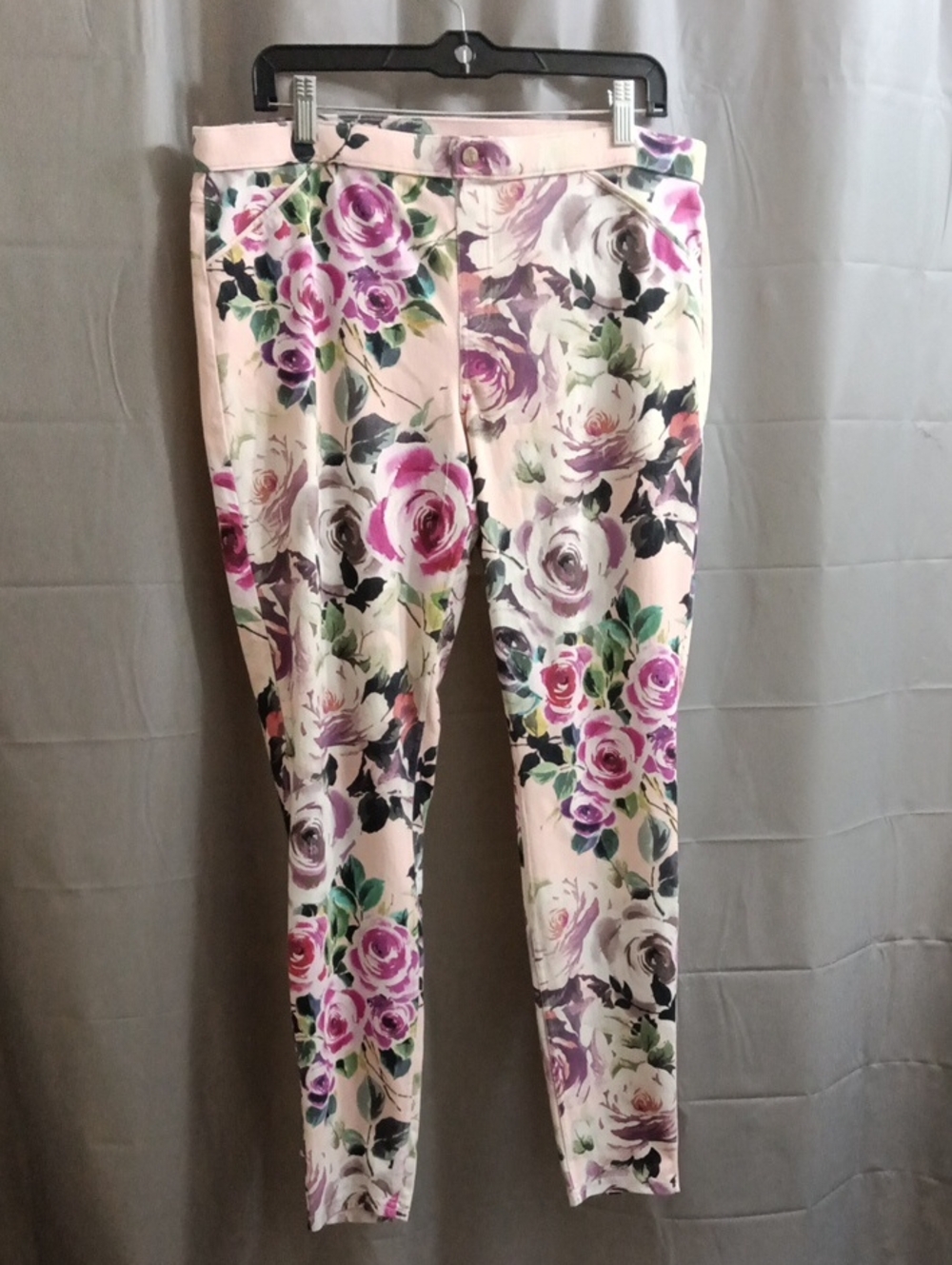 Hue Pink Floral Soft Spandex Thick Leggings